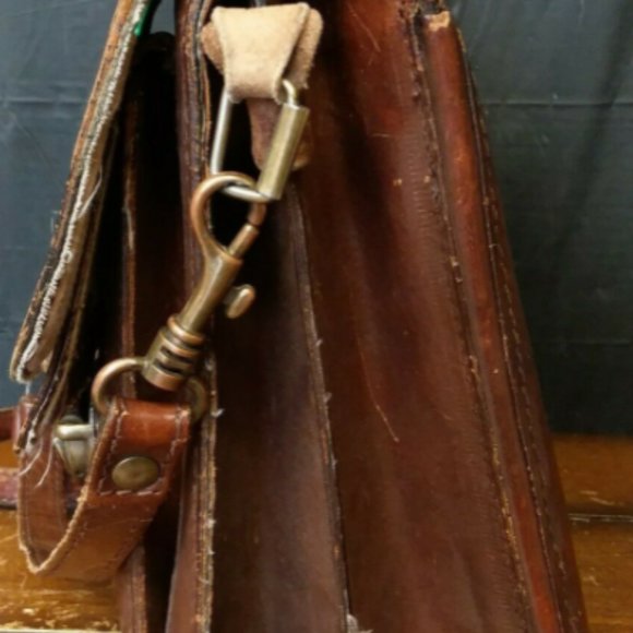 VTG Antique Italian Leather Crossbody Shoulder Bag - Picture 4 of 12